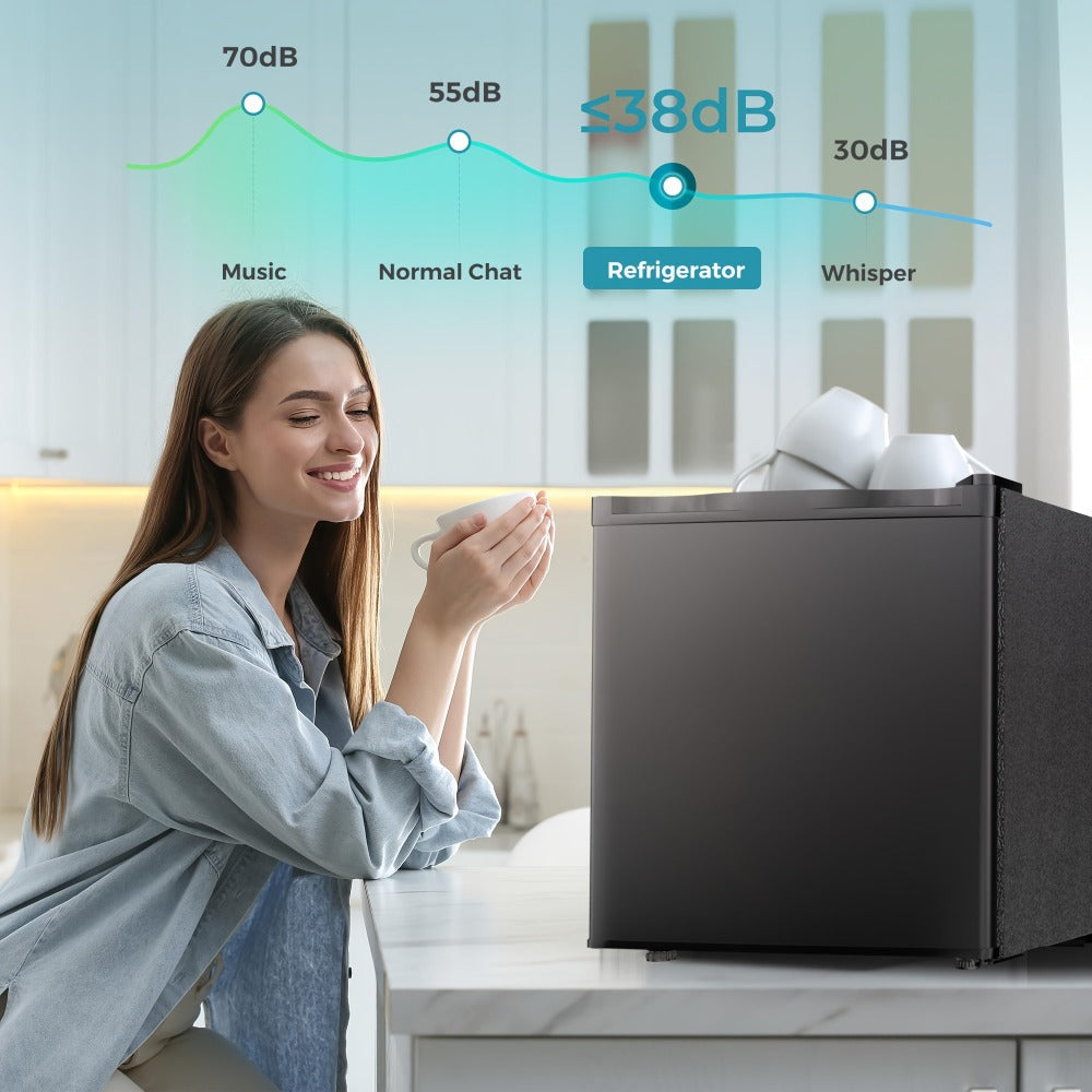 Mini Fridge with Freezer 1.7/3.5 Cu.Ft - Compact Refrigerator with Adjustable Thermostat, Energy Saving, Quiet 38dB, Perfect for Dorm, Bedroom, Apartment, Office & Home Use