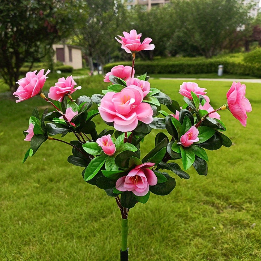 Solar Flower Lights Outdoor IP65 Waterproof Simulation Azalea Garden Decor Light 42 LED Solar Powered Decorative Stake Light for Garden Patio Yard Rose Red Yellow Pink Purple Colorful