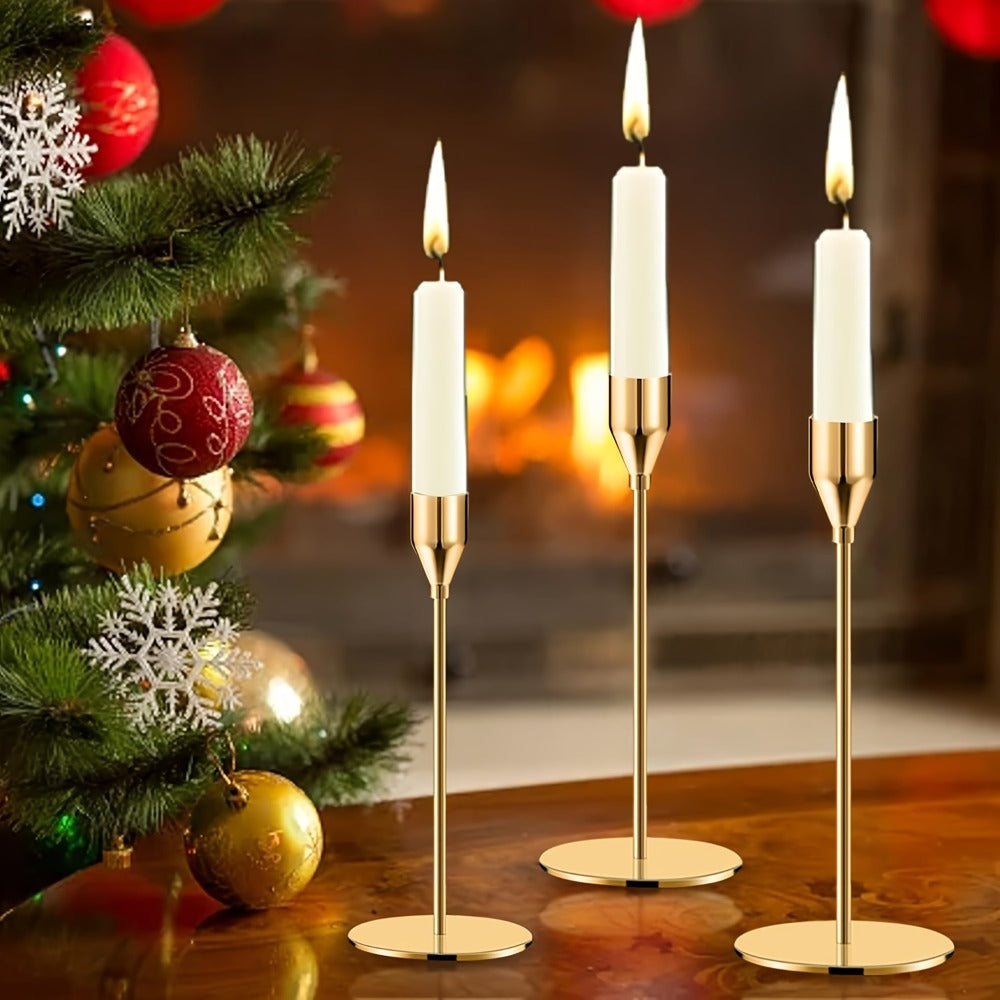 Taper Candlestick Holders Set of 6 - Decorative Metal Candle Holder Stand for Home Decor Wedding Dining Table Centerpiece Party Anniversary Event, Gold Rose Gold Black (Candles Not Included)