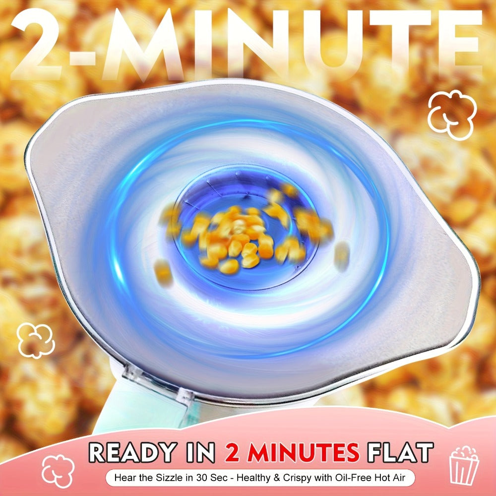 Oil-Free Popcorn Maker Hot Air Popcorn Machine 2-Minute Quick Popping 95% Pop Rate Built-In Serving Bowl Stackable Storage Hidden Cord Family Kitchen Gift
