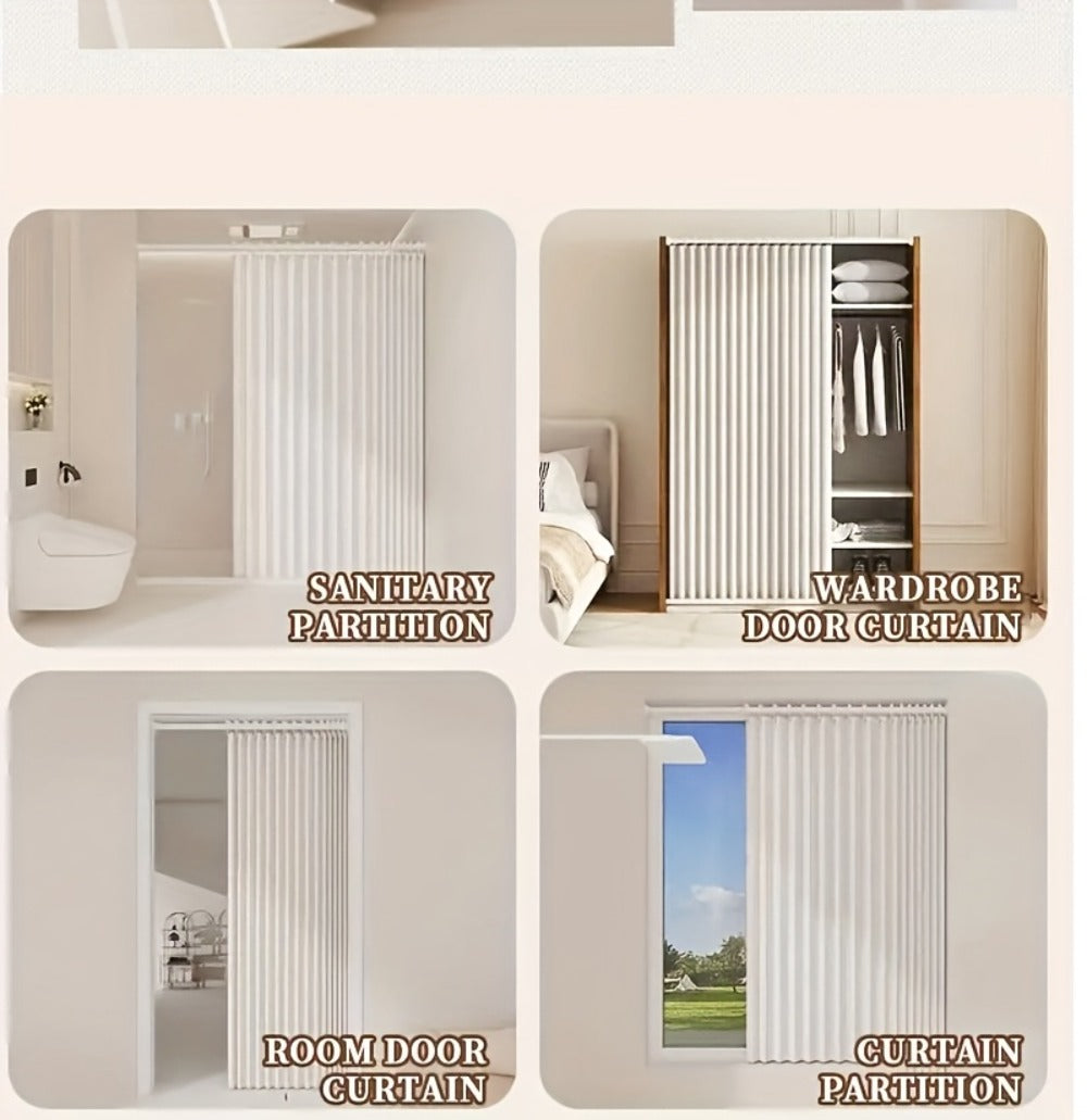 Magnetic Room Divider Curtain Doorway - Rodless Bohemian Striped Door Curtain, 210GSM Thickened Polyester, Natural Drape, Space Partition for Living Room Bedroom Kitchen, Machine Washable, No Rod Needed