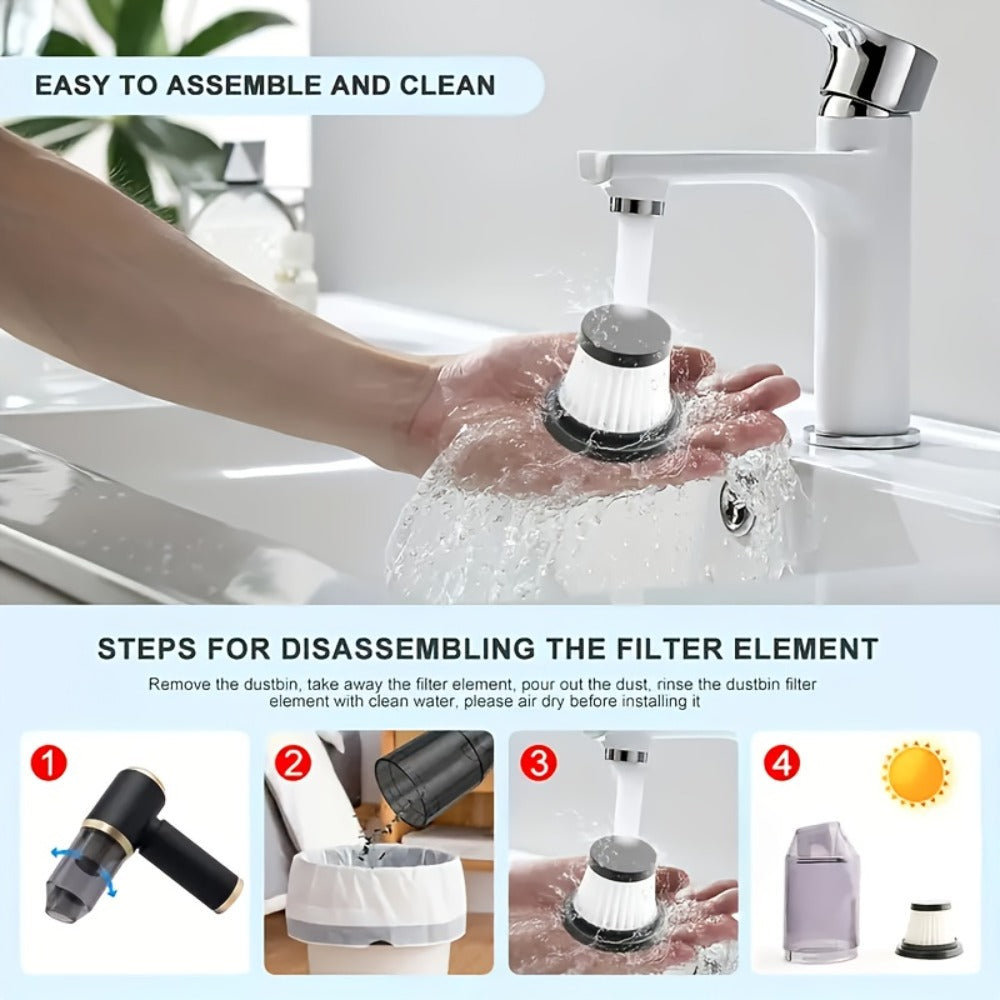 2-in-1 Handheld Vacuum Blower USB Rechargeable Cordless Mini Vacuum Cleaner Blow Suction Mode with Filter Dust Cup for Home Car Office Keyboard Lightweight