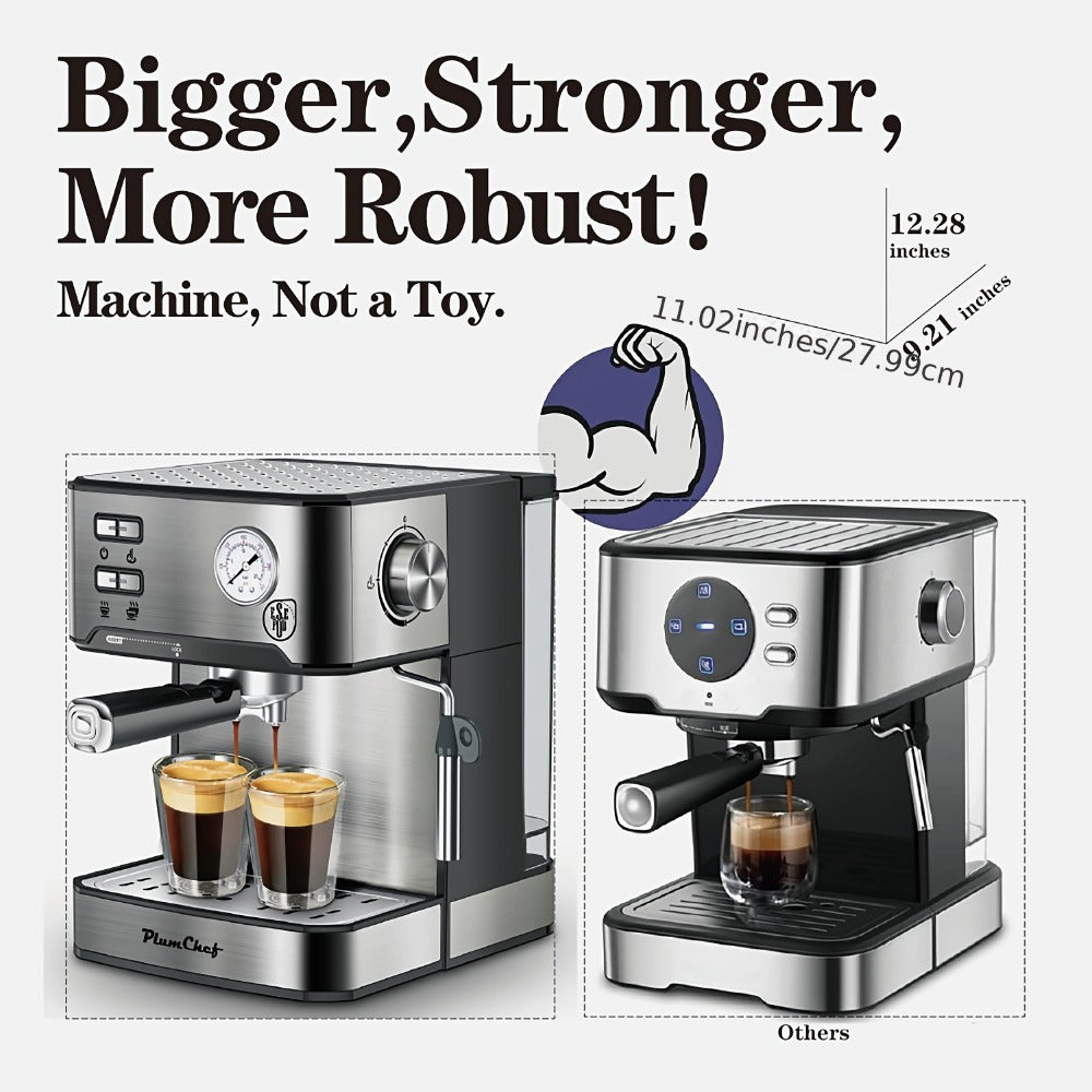Espresso Machine Stainless Steel ¨C Dual-Brew Coffee Maker with 54.1oz Water Tank, High-Pressure Steam Wand, ESE Pod & Ground Coffee Compatible, 1 & 2 Cup Brewing, Overpressure Protection for Home Barista