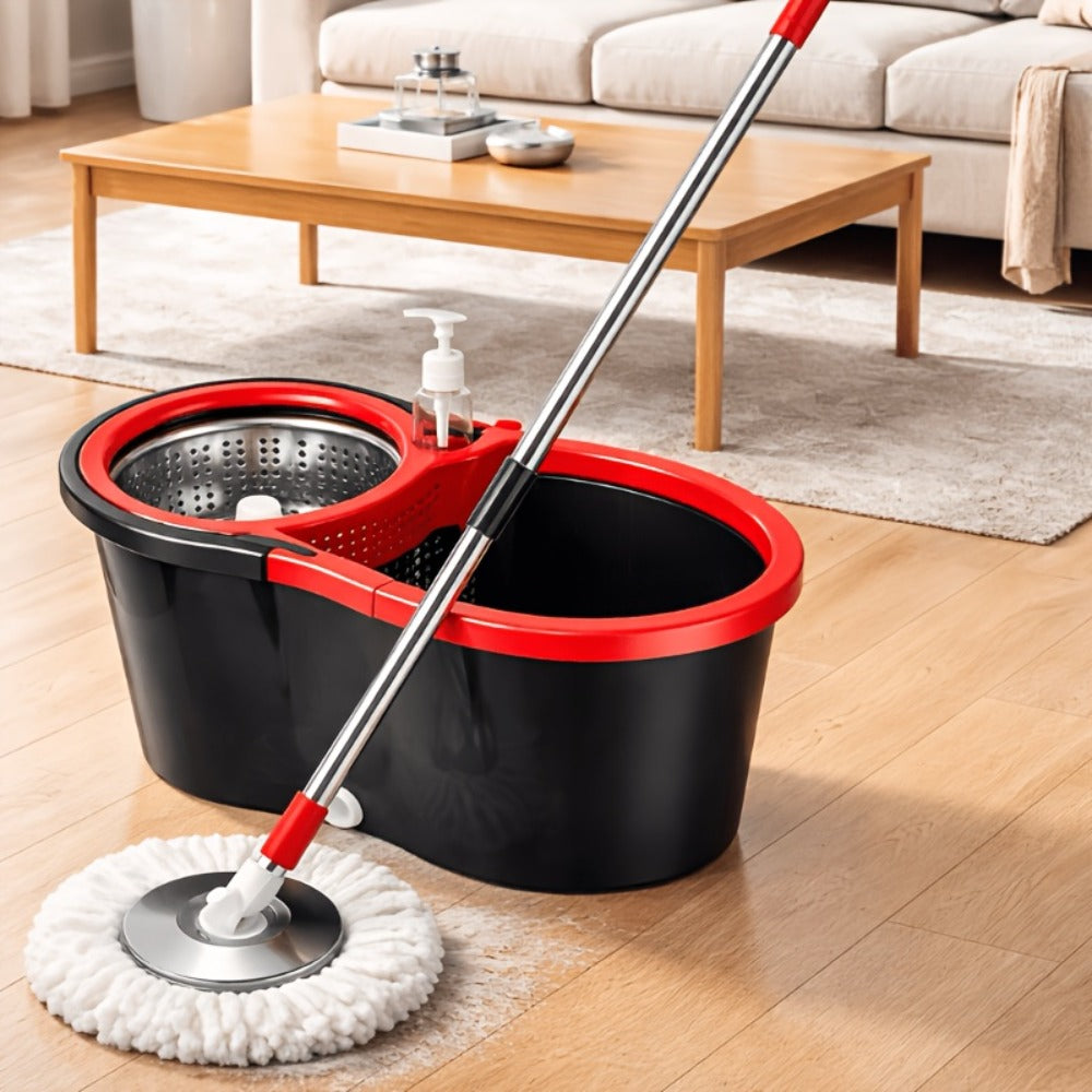 Spin Mop and Bucket Set 360¡ã with 4 Microfiber Mop Heads ¨C Wringer Bucket Floor Cleaning Kit for Hardwood Tile Laminate ¨C Spinning Mop System Home Kitchen