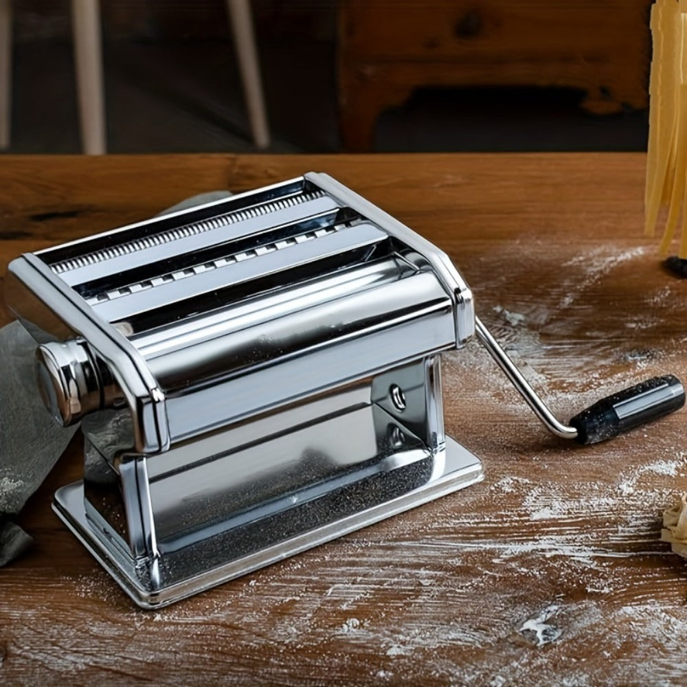 Manual Pasta Maker Machine Stainless Steel ¨C Hand Crank Pasta Roller for Spaghetti Fettuccine Lasagne Noodles, Adjustable Thickness, Anti-Slip Handle, Fresh Homemade Pasta Kitchen Gadget Gift for Foodies