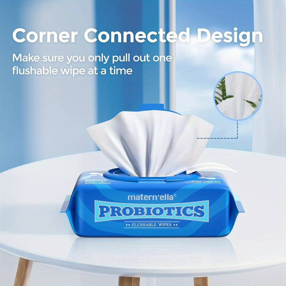 Flushable Wet Wipes with Probiotics ¨C Plant-Based Fibers, Fragrance Free, Sewer Safe, Soft & Thick Disposable Butt Wipes for Adults, Incontinence & Personal Care (1/3/5/6/8/9/15 Packs)