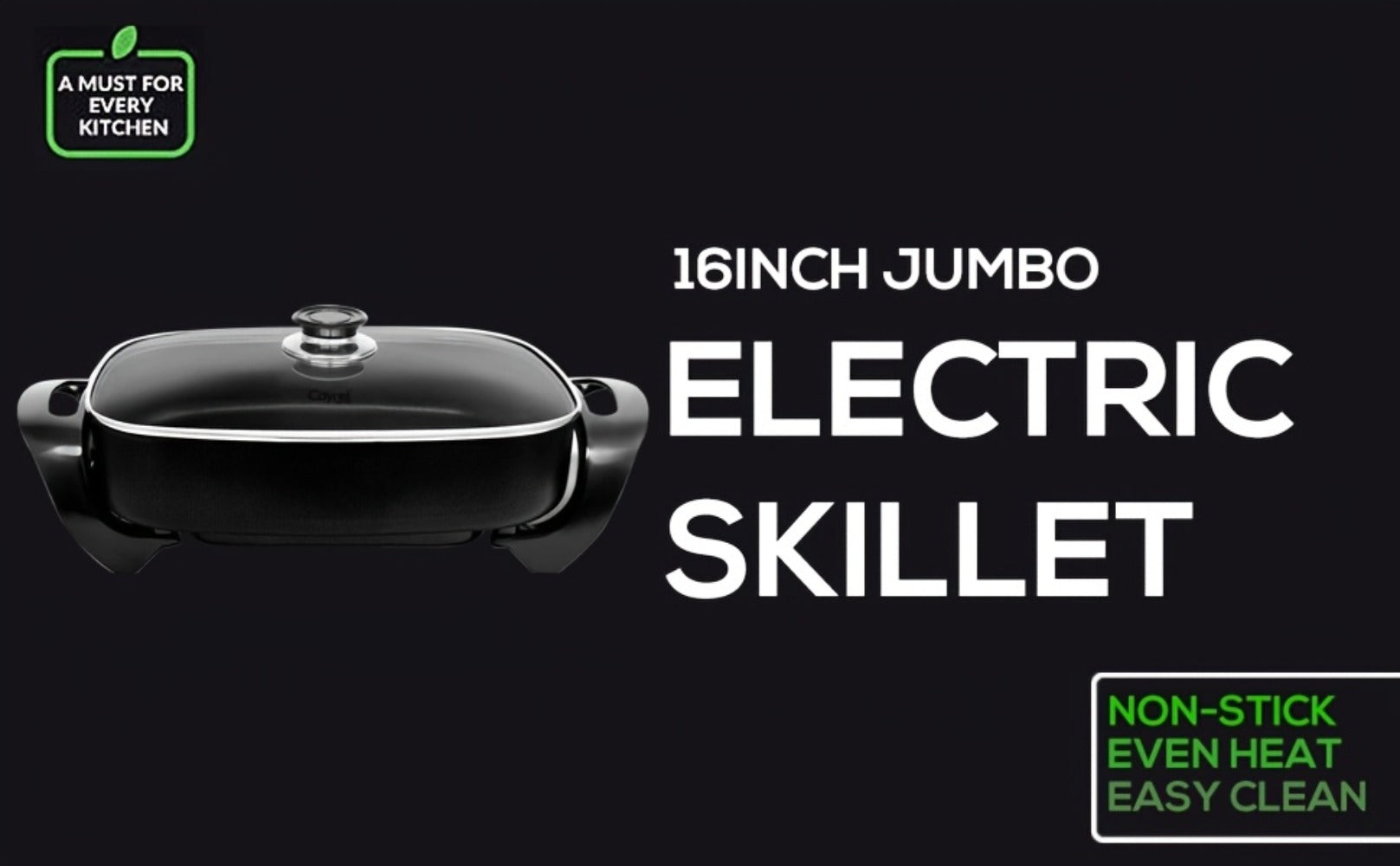 Jumbo Electric Skillet 8-Quart 16x12x3.15 Inch Deep Dish Copper Nonstick with Tempered Glass Vented Lid & Upgraded Thermostat ¨C Large Family Electric Frying Pan for Roasting Frying