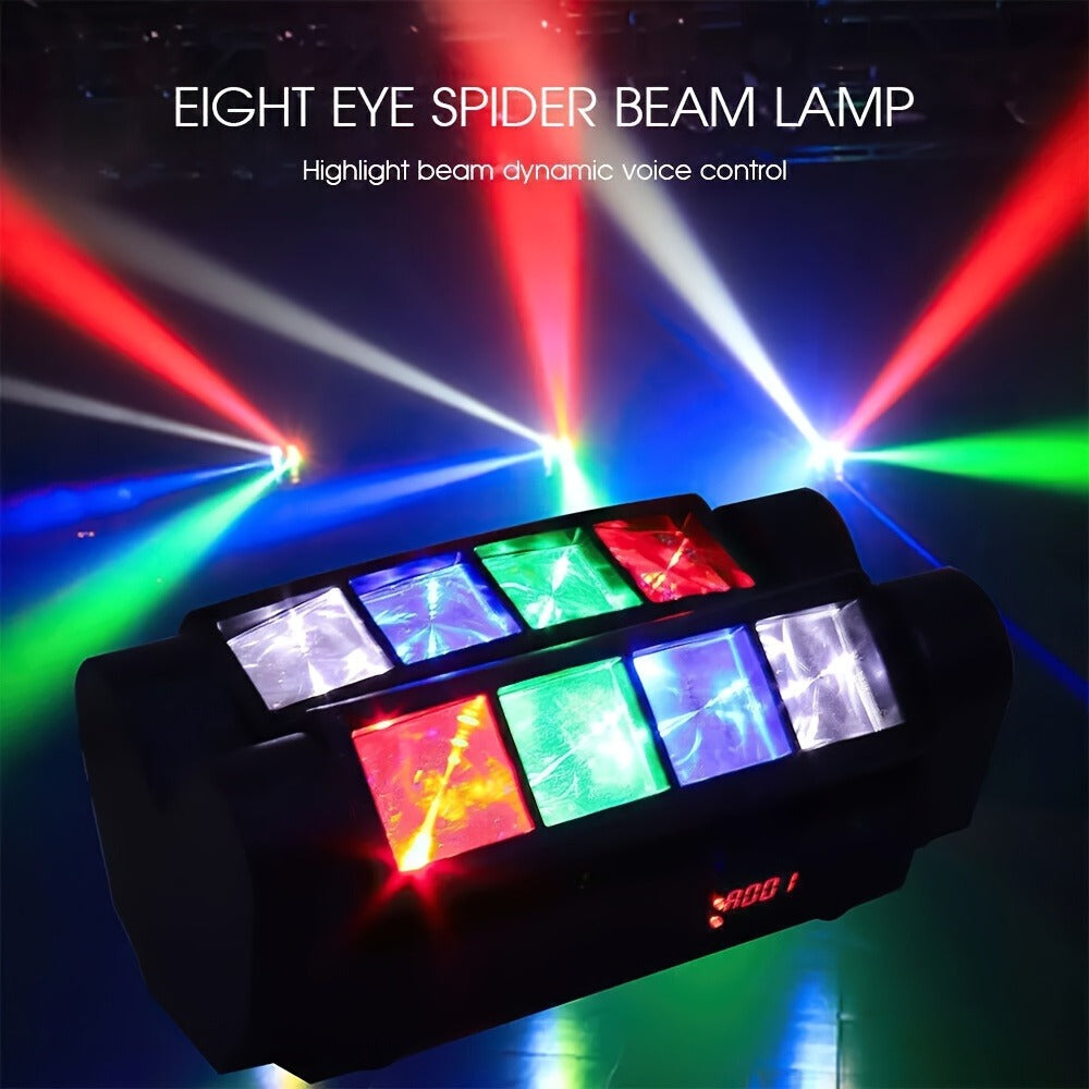 Spider Beam Moving Head Stage Light 8x3W RGBW LED DJ Disco Light Sound Activated DMX-512 Control for Party Club Bar Wedding Festival Show