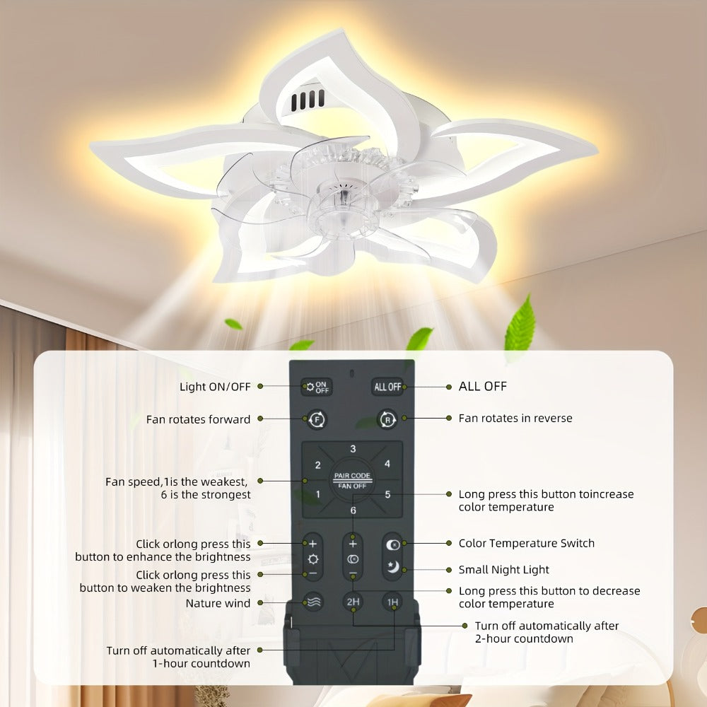 Ceiling Fan with Light 27 Inch Flush Mount - Low Profile 6-Speed 3-Color Dimmable LED, Remote & App Control, Modern Ceiling Fan for Bedroom, Living Room, Room Decor, Black or White