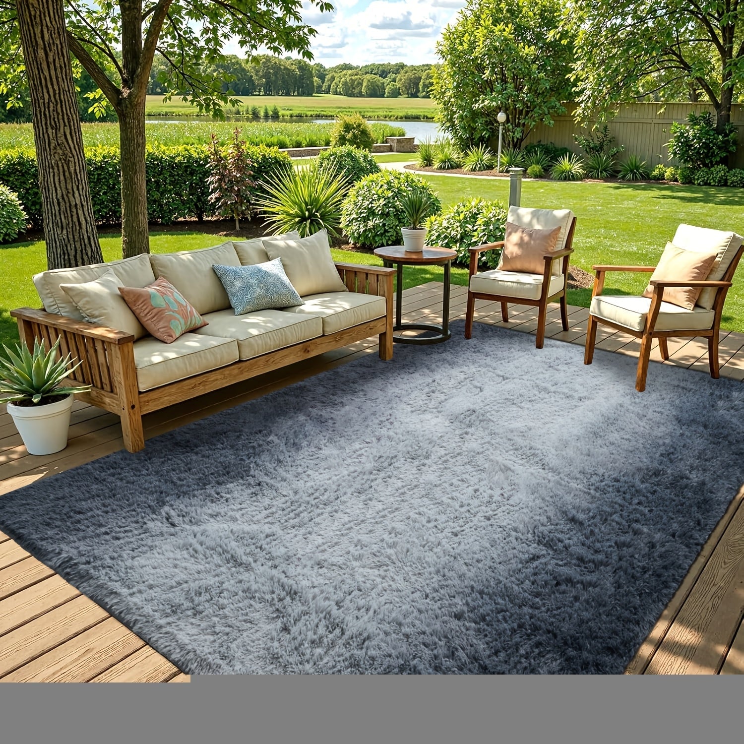 Non-Slip Area Rug Fluffy Soft Carpet - Modern Home Decor Floor Mat for Living Room, Bedroom, Kitchen & Bathroom | Easy Clean Cute Plush Rug in Multiple Colors & Sizes | Indoor Anti-Slip Floor Decoration