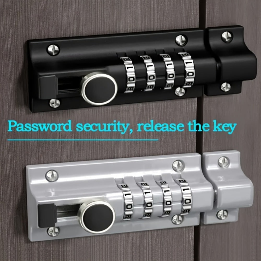 Combination Bolt Lock 4-Digit Heavy Duty Zinc Alloy Sliding Security Lock ¨C Keyless Door Bolt with Screwdriver Set for Shed Gate Fence & Outdoor Doors, Black