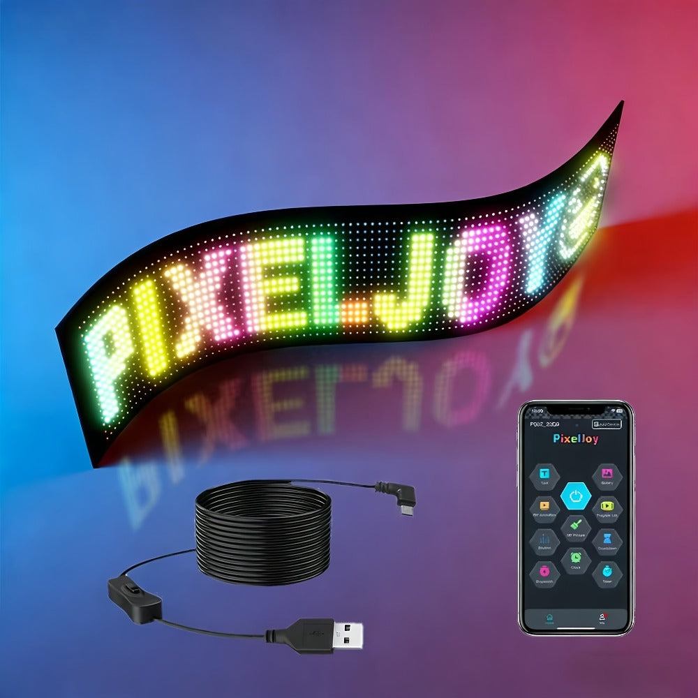 Programmable LED Sign Flexible Matrix Panel ¨C App & USB Control, RGB Multicolor, Music Sync, Text & Animation Display for Indoor Shop, Party & Event Decoration (16¡Á32 to 16¡Á192)