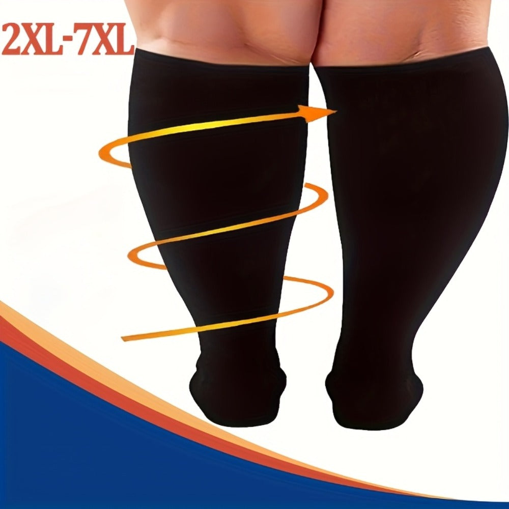 Plus Size Compression Socks 2 Pairs High Elasticity Sports Fitness Oversized Socks for Men Women 2XL 3XL 4XL 5XL 6XL 7XL Running Athletic Support