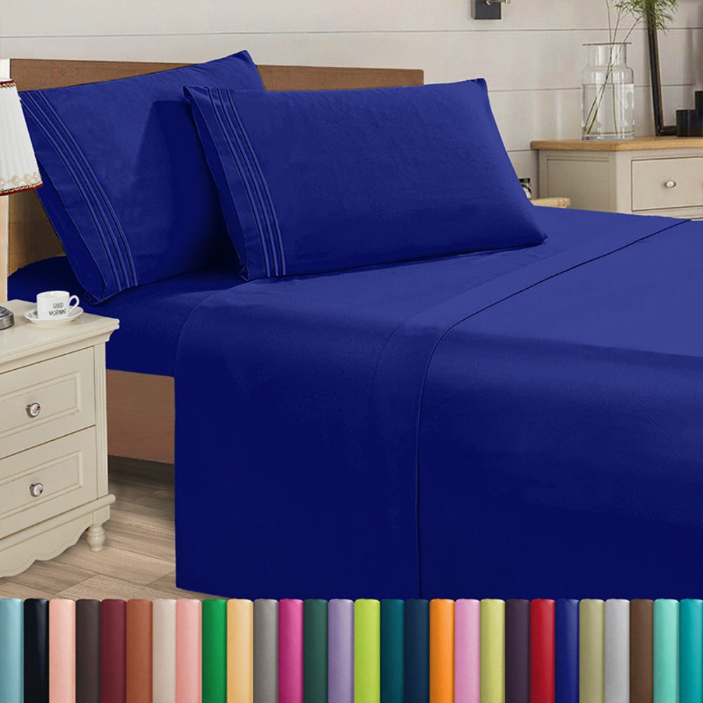 Microfiber Bed Sheet Set 4-Piece Deep Pocket Cooling Sheets Twin Full Queen King Cal King Split King ¨C Soft Wrinkle Fade Resistant Hotel Quality Bedding