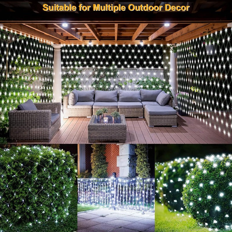 Solar Net Lights Outdoor 11.8ft x 5ft | 100 200 360 LED Mesh Bush Lights Auto On Off | Solar Powered Garden Fairy Lights for Tree Fence Backyard Decor Warm White White RGBY