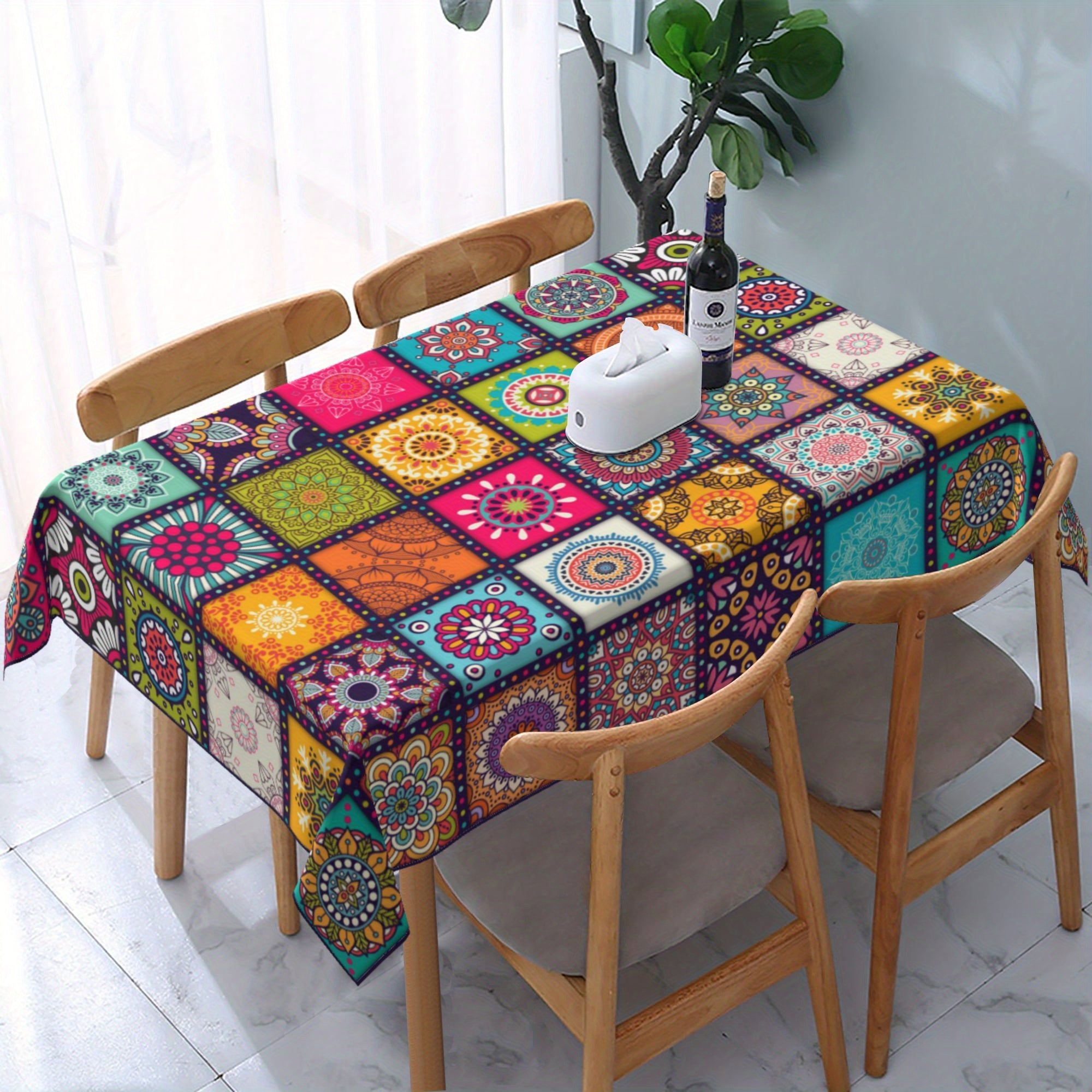 Mandala Bohemian Tablecloth Round & Rectangle Colorful Festival Party Table Cover Home Decor