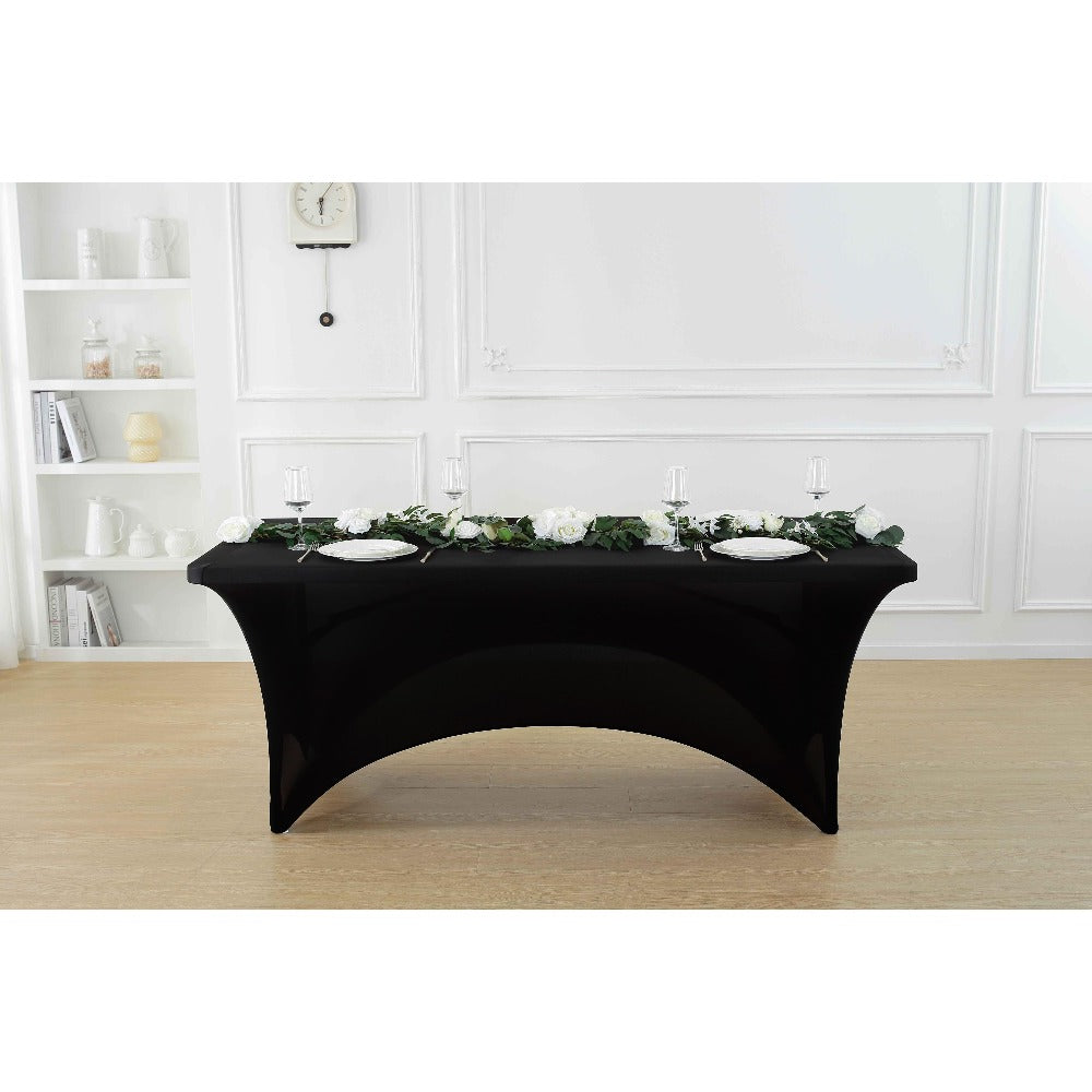 Spandex Tablecloth Stretch Table Cover Fitted Rectangle Table Cloth for Wedding Party Event 3/5pcs White Black