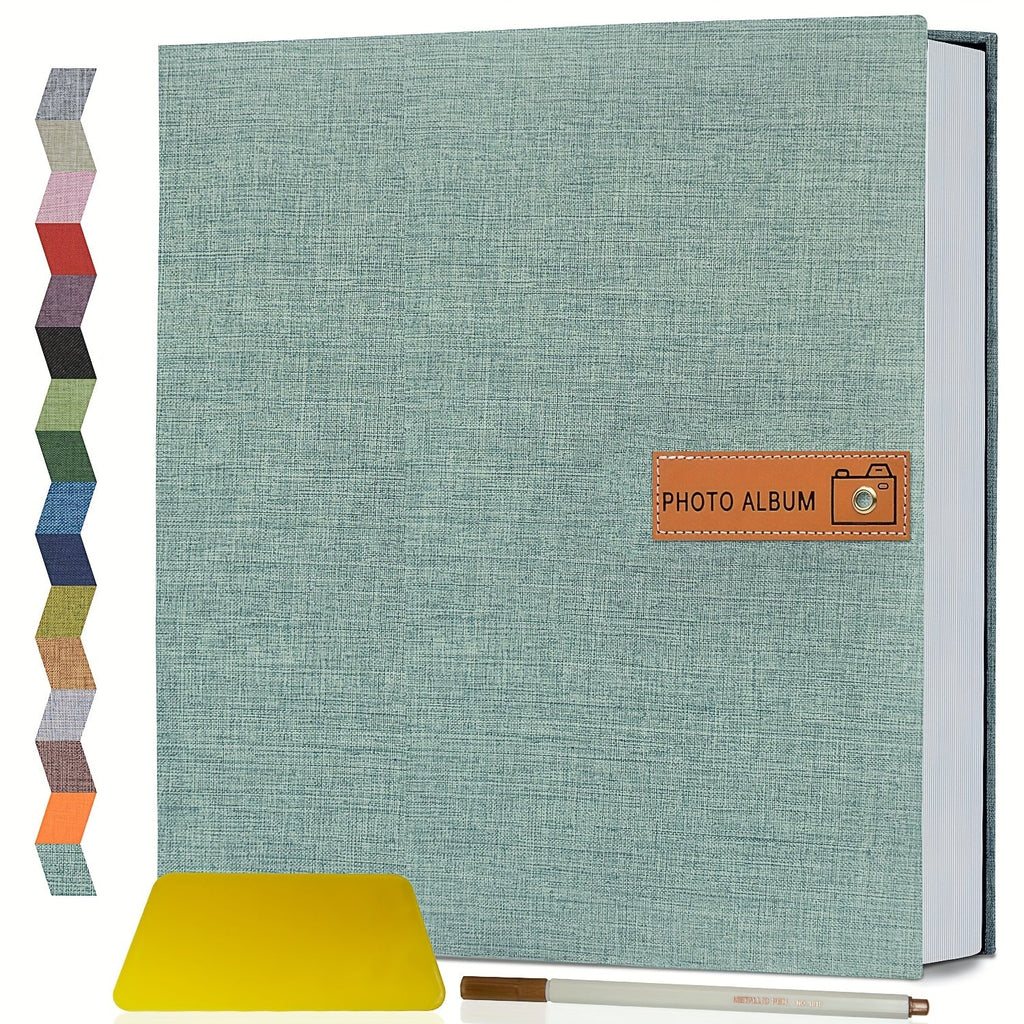Self Adhesive Photo Album Scrapbook ¨C Large Linen Cover Memory Book for 4x6 5x7 8x10 Photos, DIY Picture Book with Metal Pen, Gift for Mom, Baby, Wedding, Valentine's Day & Mother's Day, 40 & 60 Pages