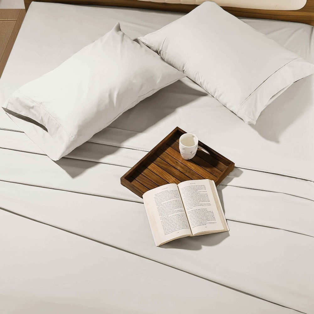 Egyptian Cotton Sheet Set 1000 Thread Count - Deep Pocket Fitted Sheet, Sateen Weave, Breathable Soft Bedding Set for King Queen Full Twin