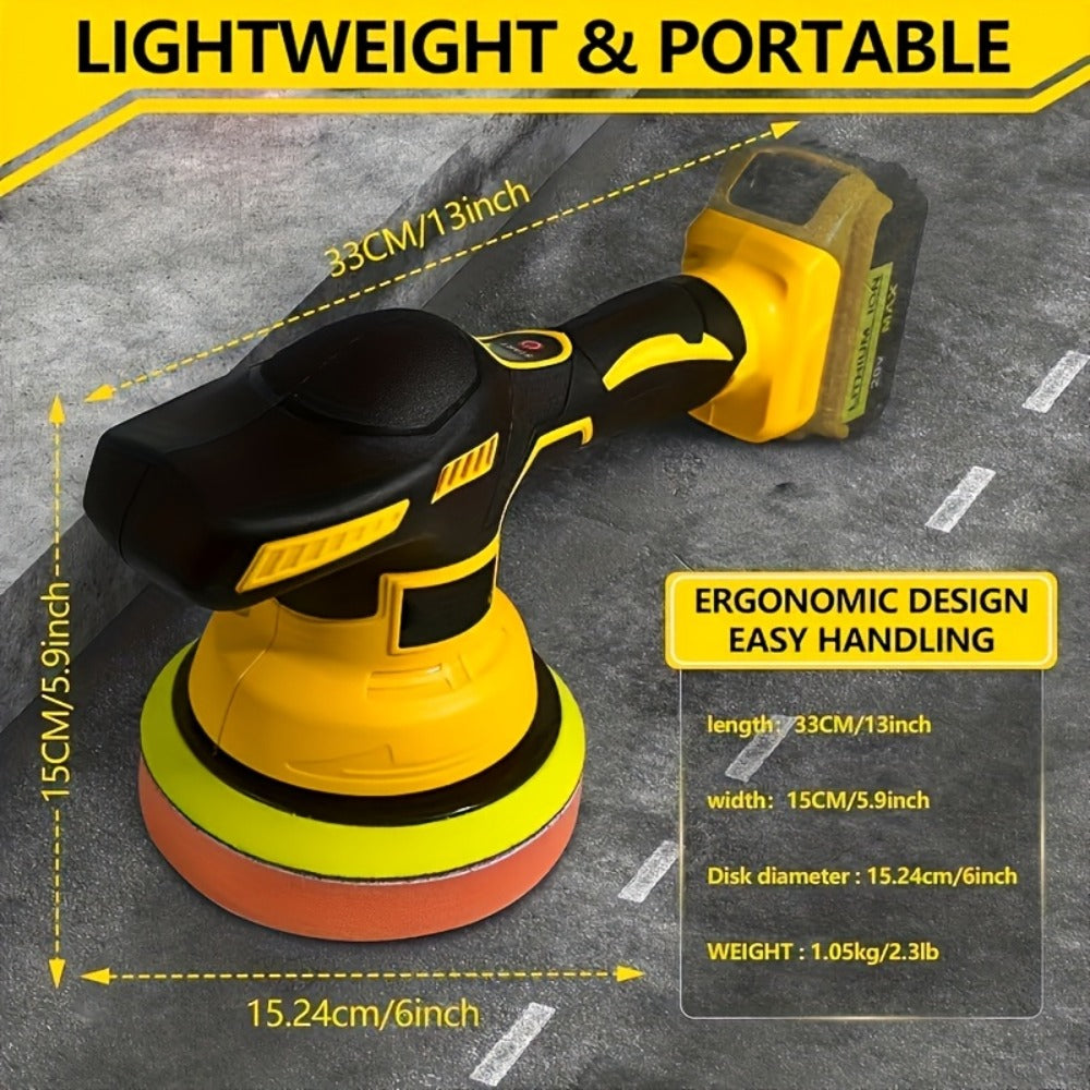 Cordless Car Polisher for DeWalt 20V Battery - 6 Variable Speeds 6800 RPM Buffer Polisher for Car Detailing Waxing Polishing Auto Scratch Removal Tool Gift for Men (Battery Not Included)