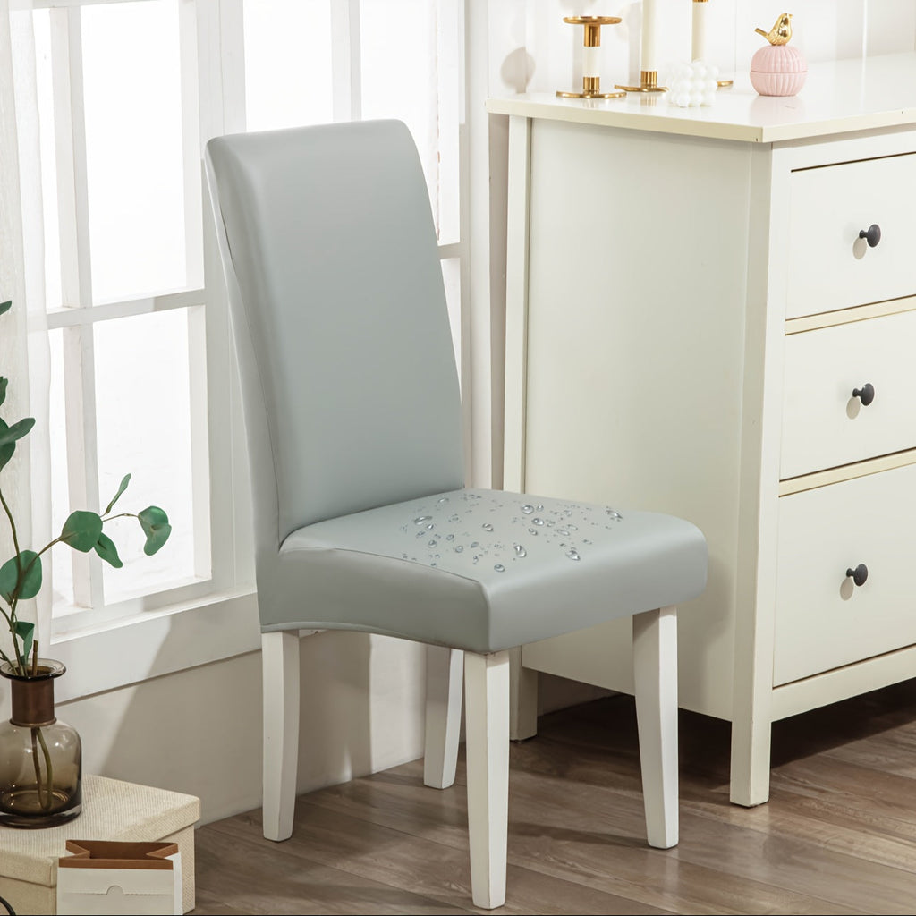 Dining Chair Covers Set of 4 6 Waterproof PU Leather Stretch Slipcover Oil Proof Universal Fit Chair Protector for Dining Room Kitchen Hotel Home Decor - 9 Colors