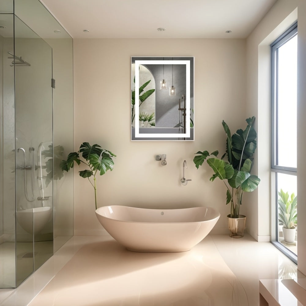 LED Bathroom Mirror with Anti-Fog ¨C Dimmable Vanity Mirror, 3 Color Lighting Modes, Dual Light Source, Wall Mounted Horizontal or Vertical, Tempered Glass, Multiple Sizes