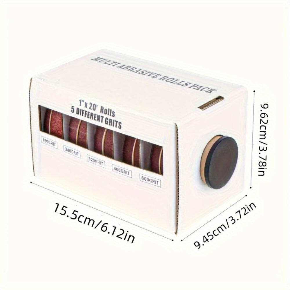 Sandpaper Roll with Dispenser, Aluminum Oxide Multi-Grit Emery Cloth 80-600, 4/5/6 Piece Set, 236 Inch for Wood Metal Glass Woodworking Sanding Blocks DIY