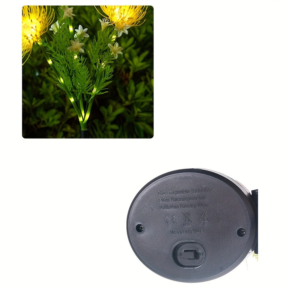 Solar Powered Flower Garden Lights 2-Pack ¨C 3-Head Outdoor Lawn Simulation Shore Flower Stake Lights for Courtyard, Garden, Pathway & Landscape Decoration