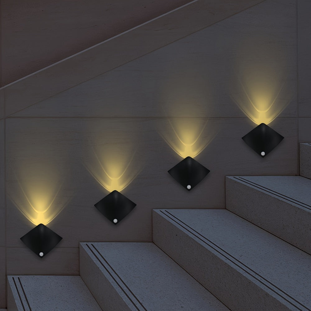 Magnetic LED Motion Sensor Wall Light USB Rechargeable ¨C Wireless Night Light for Hallway, Stairs, Bedroom & Kitchen in White or Warm Light (1, 2 or 4 Pack)