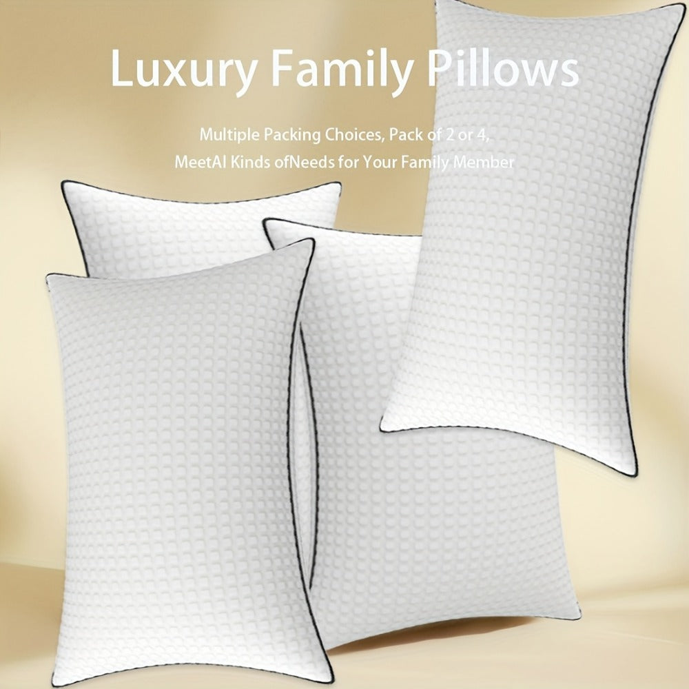 Cooling Bed Pillows Ultra-Soft Hollow Fiber Fill with 3D Airflow Technology ¨C Hotel-Grade Breathable Support for All Seasons | Standard Queen King | 2 or 4 Pack