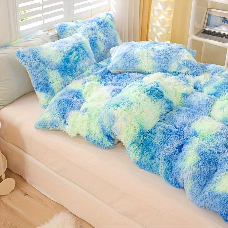 Plush Duvet Cover 100% Polyester Soft Warm Zipper Closure Cozy Bedroom Bedding Twin Full Queen King Solid Tie Dye 14 Colors for Bedroom Guest Room Dorm