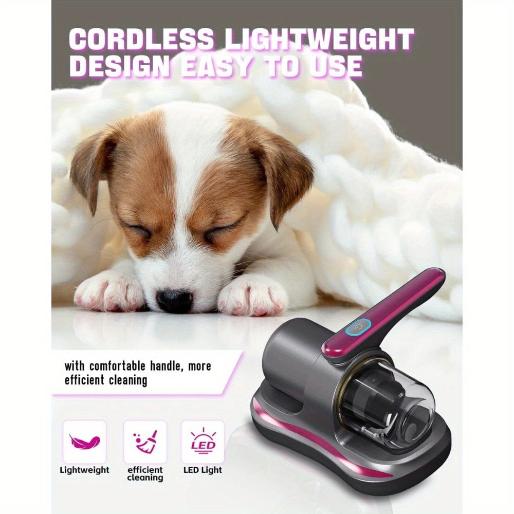 Cordless Mattress Vacuum Cleaner Handheld Bed Vacuum for Dust Mites, Allergens & Pet Hair - Portable Wireless Upholstery Vacuum for Mattress, Sofa, Carpet & Bedding, Lightweight Easy to Use, Purple