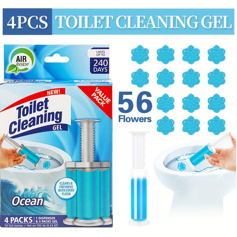 Toilet Cleaning Gel Stamp with Dispenser, Toilet Bowl Freshener & Cleaner Gel Stamps Prevent Scale & Toilet Ring, 6 Scents ¨C Ocean, Lavender, Floral, Peach, Lemon, Pine ¨C 4 Pcs or 8 Pcs Pack