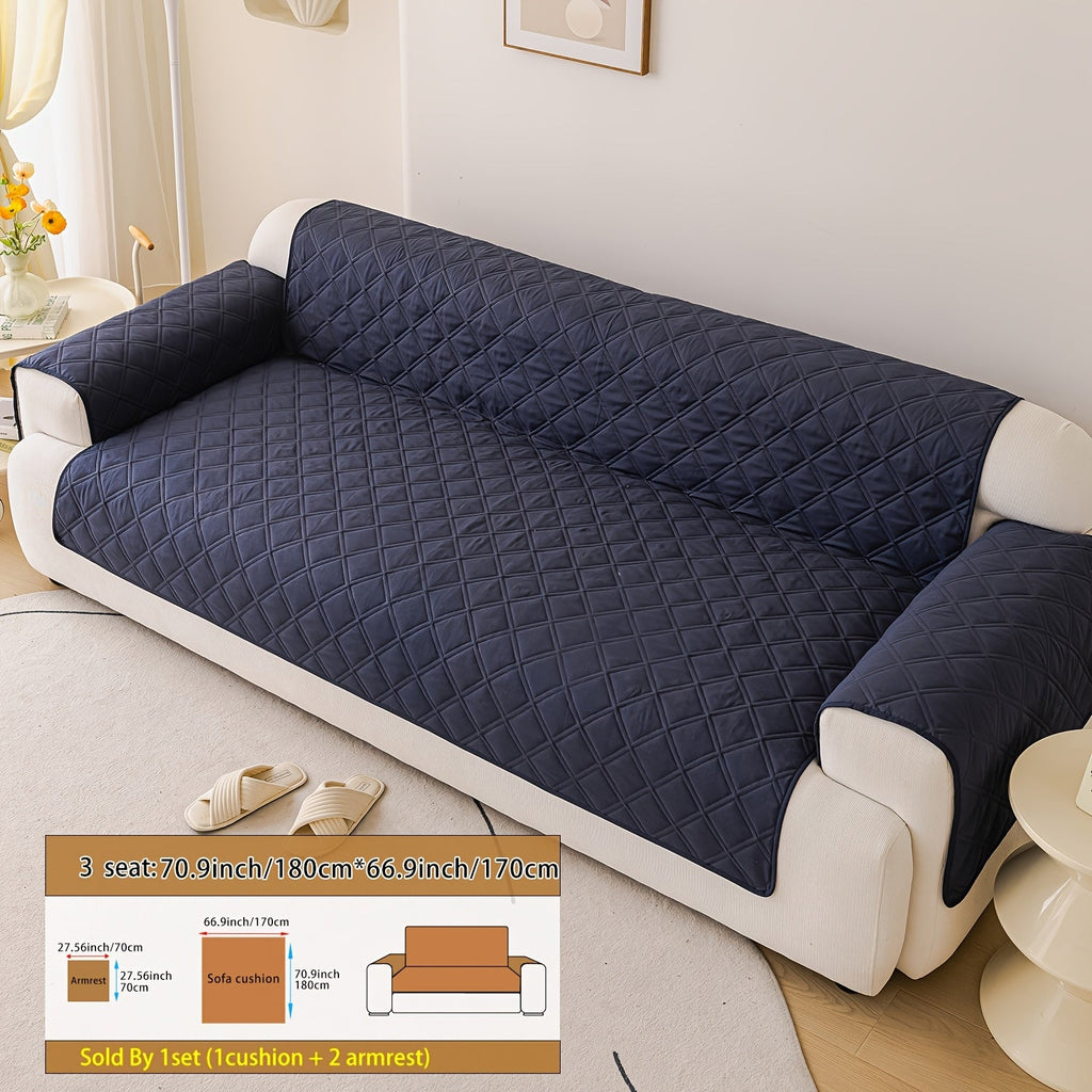 Soundwave Embossed Sofa Cover 3pcs with Armrests - Pet Friendly Anti-Slip Durable Couch Slipcover Set for Loveseat 3 4 Seater Sofa Protection Decoration, 5 Colors