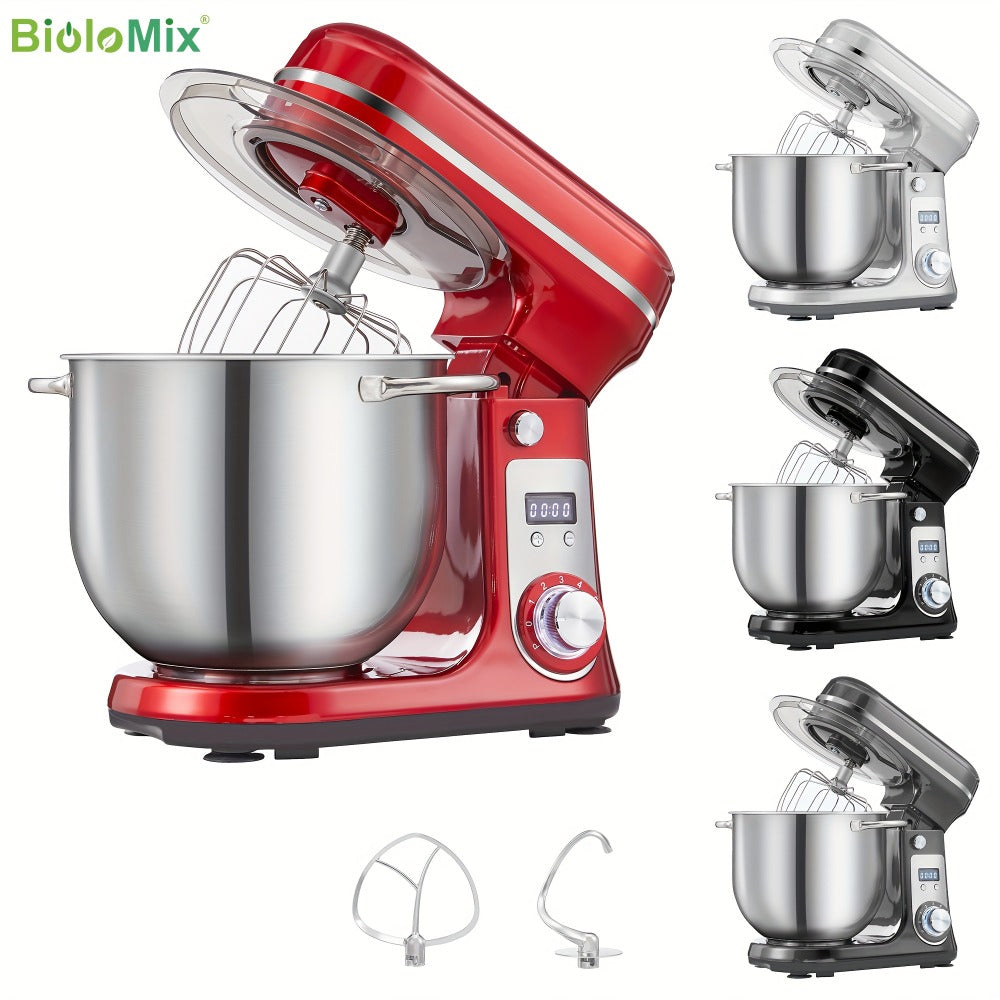 Stand Mixer 1200W 6L Stainless Steel Bowl - Kitchen Food Stand Mixer with Dough Hook, Whisk & Beater, 6-Speed Tilt-Head Electric Mixer for Baking, Kneading, Whipping, Red