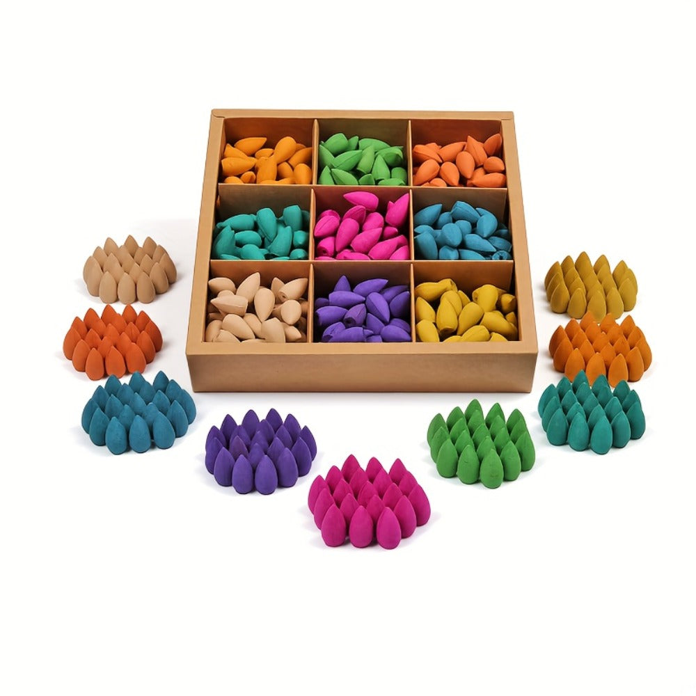Backflow Incense Cones 360pcs Waterfall Smoke Effect Natural Scents Rose Jasmine Lavender Tulip for Incense Burner Meditation Yoga Gift