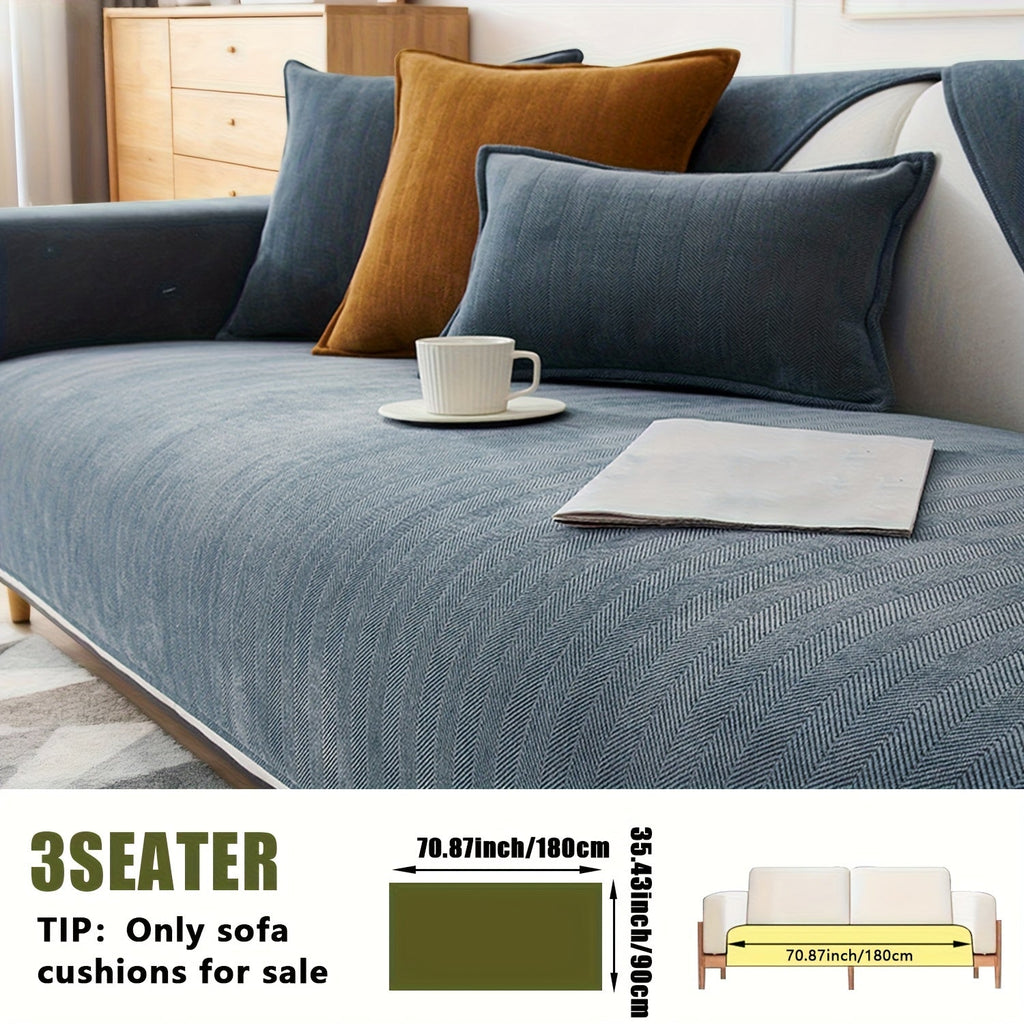 Chenille Ribbed Sofa Cover - Pet Friendly Non-Slip Machine Washable Soft Stretch Slipcover for 1-4 Seater Sectional Sofa Living Room Bedroom Office, 9 Colors
