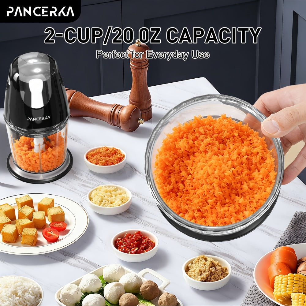 Electric Food Chopper Mini Food Processor ¨C One-Touch 600ml Vegetable Chopper with 4 Stainless Steel Blades, Meat Grinder Blender for Garlic, Fruits, Smoothie, Puree, Black
