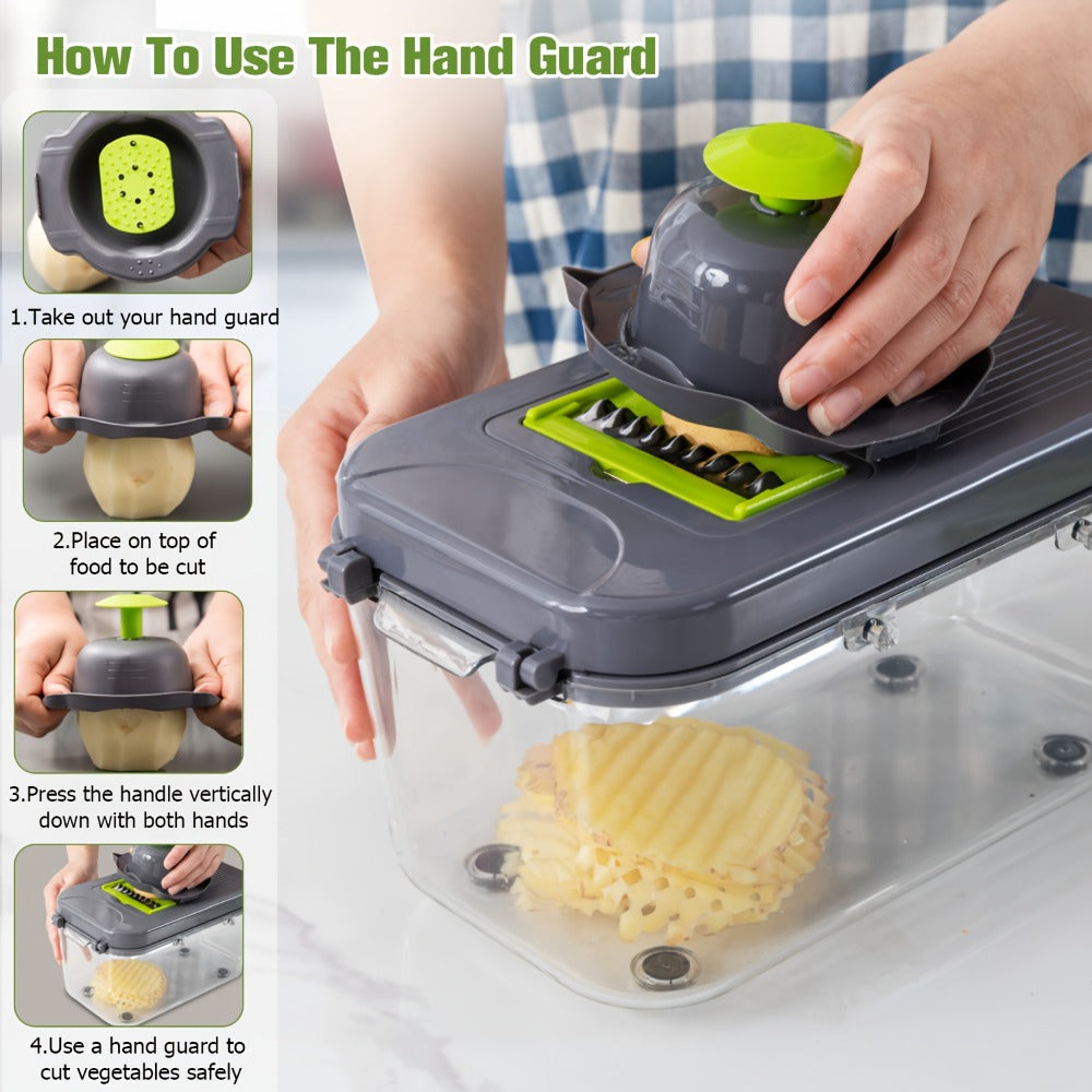 25-in-1 Vegetable Chopper & Food Chopper - Onion Cutter Mandoline Slicer with Container for Meal Prep Kitchen Gadget