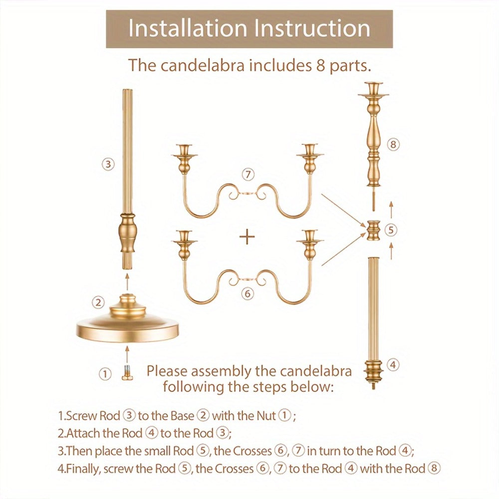 Floor Candle Holder 48.7-Inch Tall, Cone Candle & Floral Centerpiece Stand ¡ª Metal Bracket for Wedding, Party, Event, Living Room, Halloween & Christmas Decoration | Gold