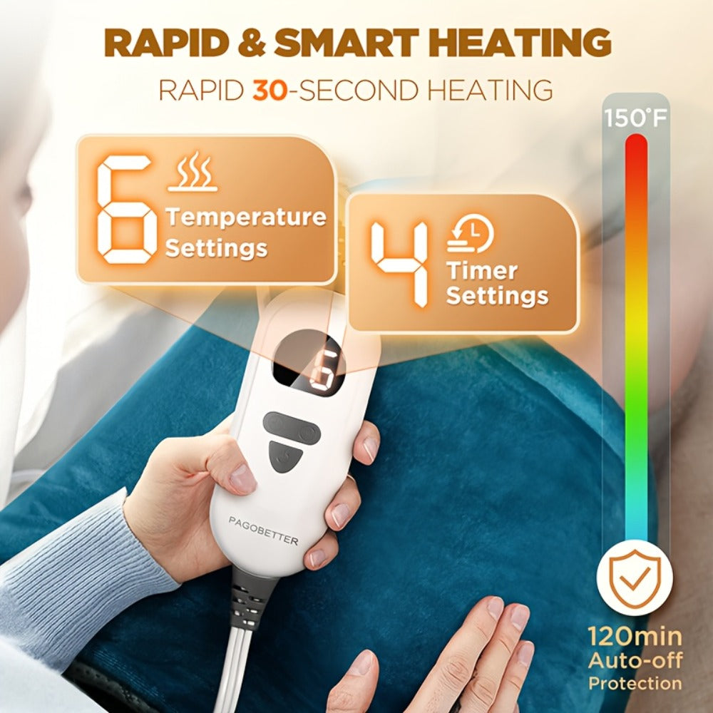 Heating Pad for Neck & Shoulders ¨C 130W Graphene Weighted Electric Pad, 6 Heat Settings, 4 Timers, Auto Shut-Off, Machine Washable