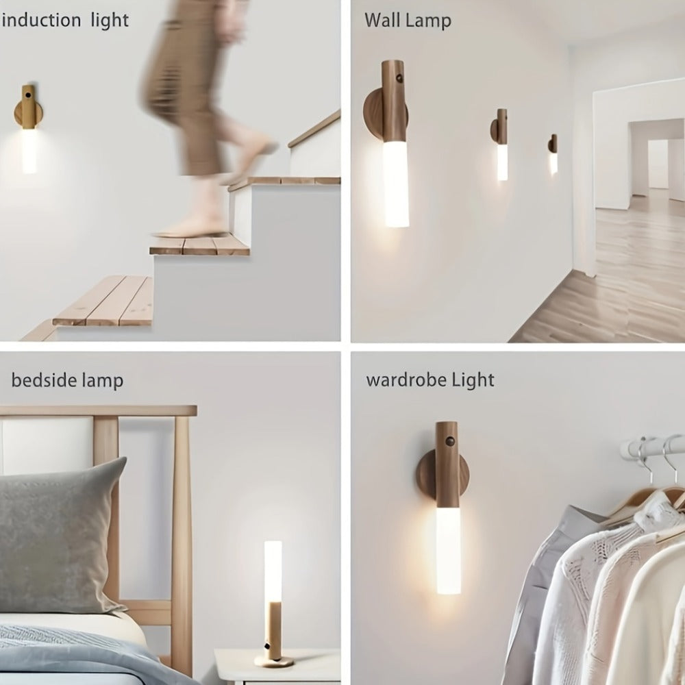 Motion Sensor Night Light Rechargeable 2-Pack - Wireless Magnetic LED Wall Light IPX4 Waterproof, USB Charging, Human Body Sensor for Bedroom, Kitchen, Bathroom, Hallway, Anti-Fall Safety Lighting