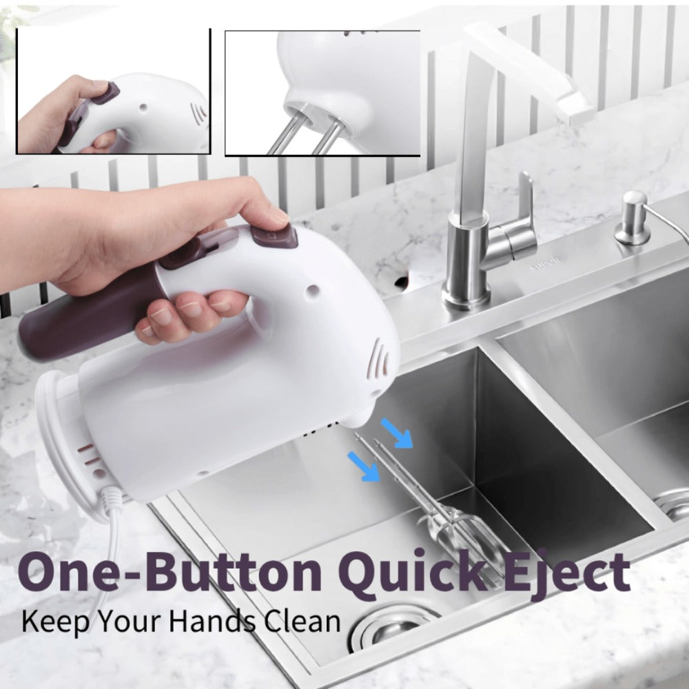 Hand Mixer Electric 400W with Storage Stand & 5-Speed Turbo Boost ¨C 5 Stainless Steel Attachments for Baking Cream Cake Dough Cookie