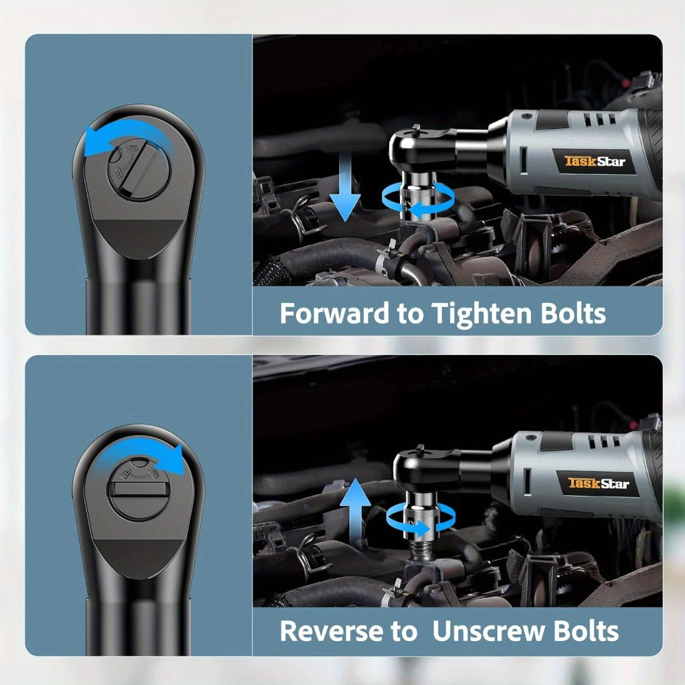 Electric Ratchet Wrench Set 3/8 Inch with 400Nm Impact Wrench - Variable Speed Trigger Batteries Fast Charger 1/4 Inch Adapter Cordless Power Tool Kit | Automotive Home Repair DIY