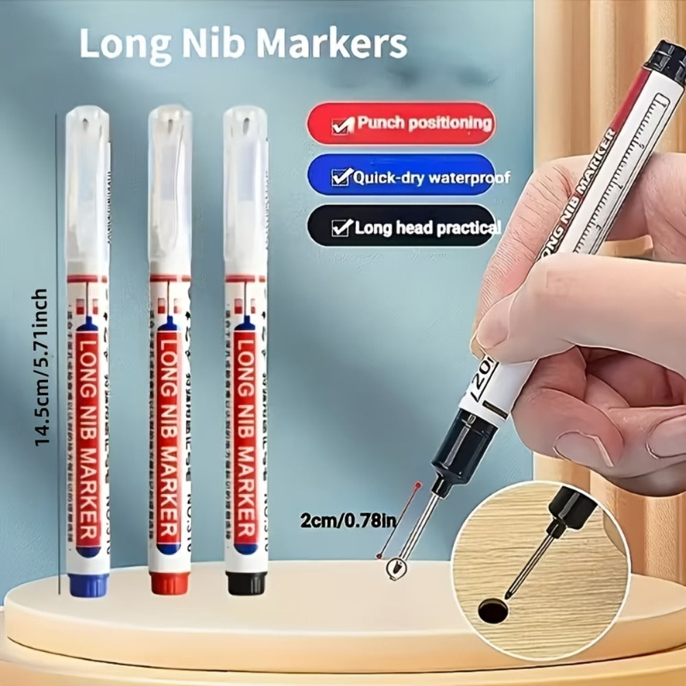 Deep Hole Marking Pens 29 Pack ¨C Long Point Oil-Based Woodworking Markers, Multi-Color Red Blue Black Pencils for Wood, Ceramic, Tile & Bathroom Installation, Carpenter Marking Tool Set