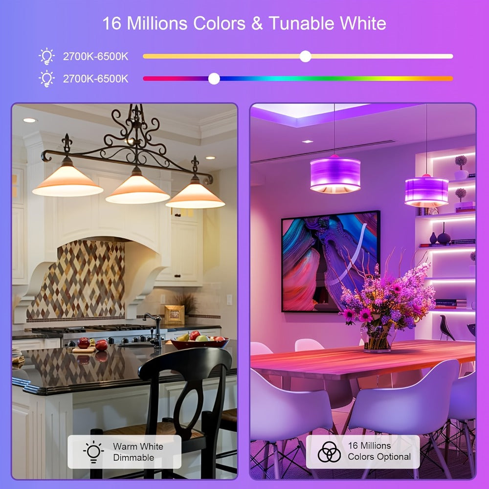 Smart Light Bulbs RGBCW Color Changing A19 E26 9W 800LM WiFi Bluetooth LED Bulb Compatible with Alexa Google Home 16 Million Colors Music Sync Dimmable for Bedroom Living Room Party Halloween Decor 2 4 6 Pack