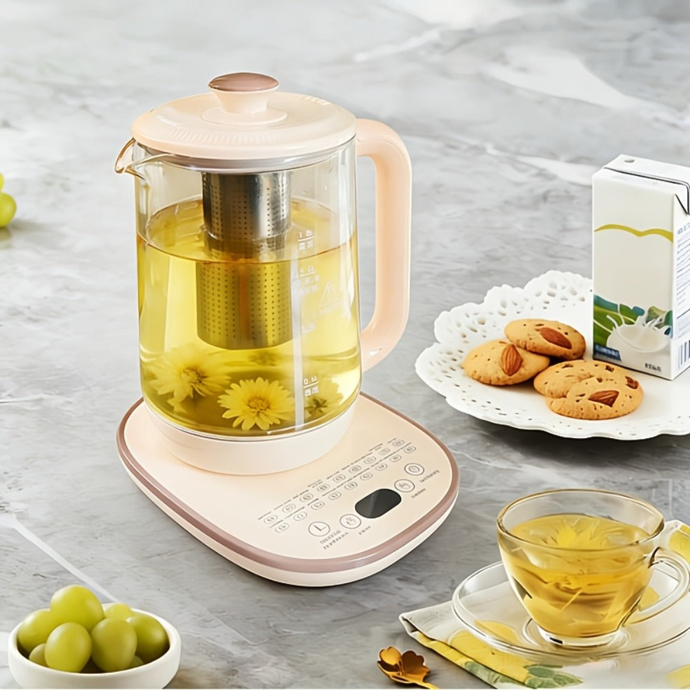 Electric Glass Kettle 1.8L with 18 Functions Removable Filter Multi-Functional Health Pot US Plug Thickened Borosilicate Glass