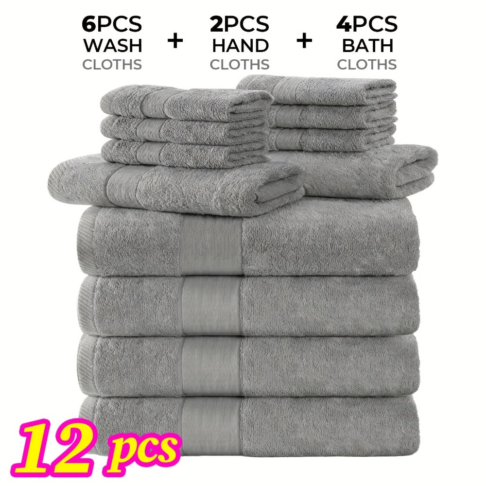 Luxury Towel Set 12 or 24 Piece Hotel Quality Cotton - Highly Absorbent Quick Dry Thick Bath Towels Hand Towels Washcloths | 7 Colors | Hotel Spa Gym Home Bathroom Essentials Gift Set