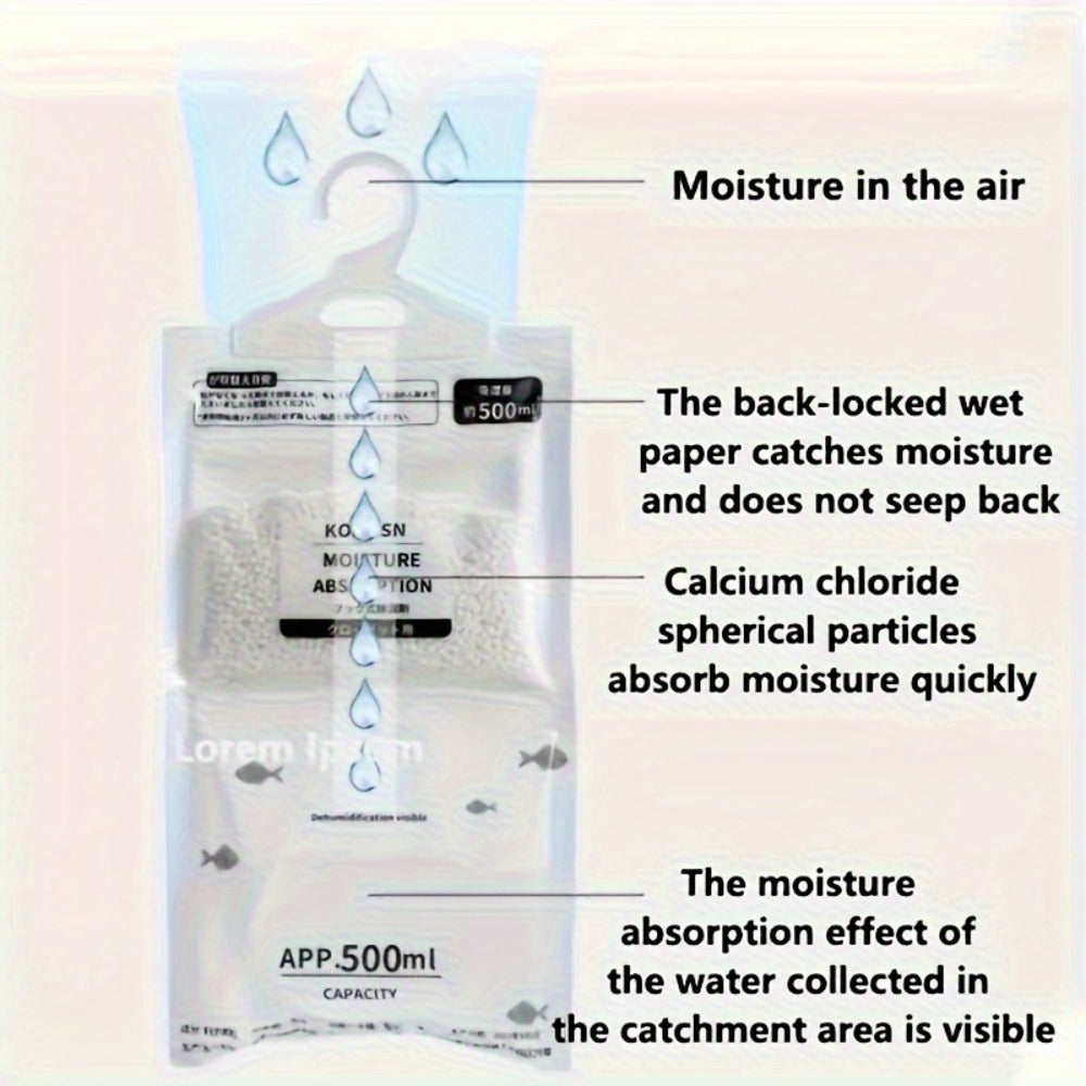 Hanging Moisture Absorber Bags 10-Pack, Dehumidifier Bags for Closet Wardrobe Bedroom Bathroom, High-Efficiency Moisture Proof Damp Absorbing Home Dehumidification