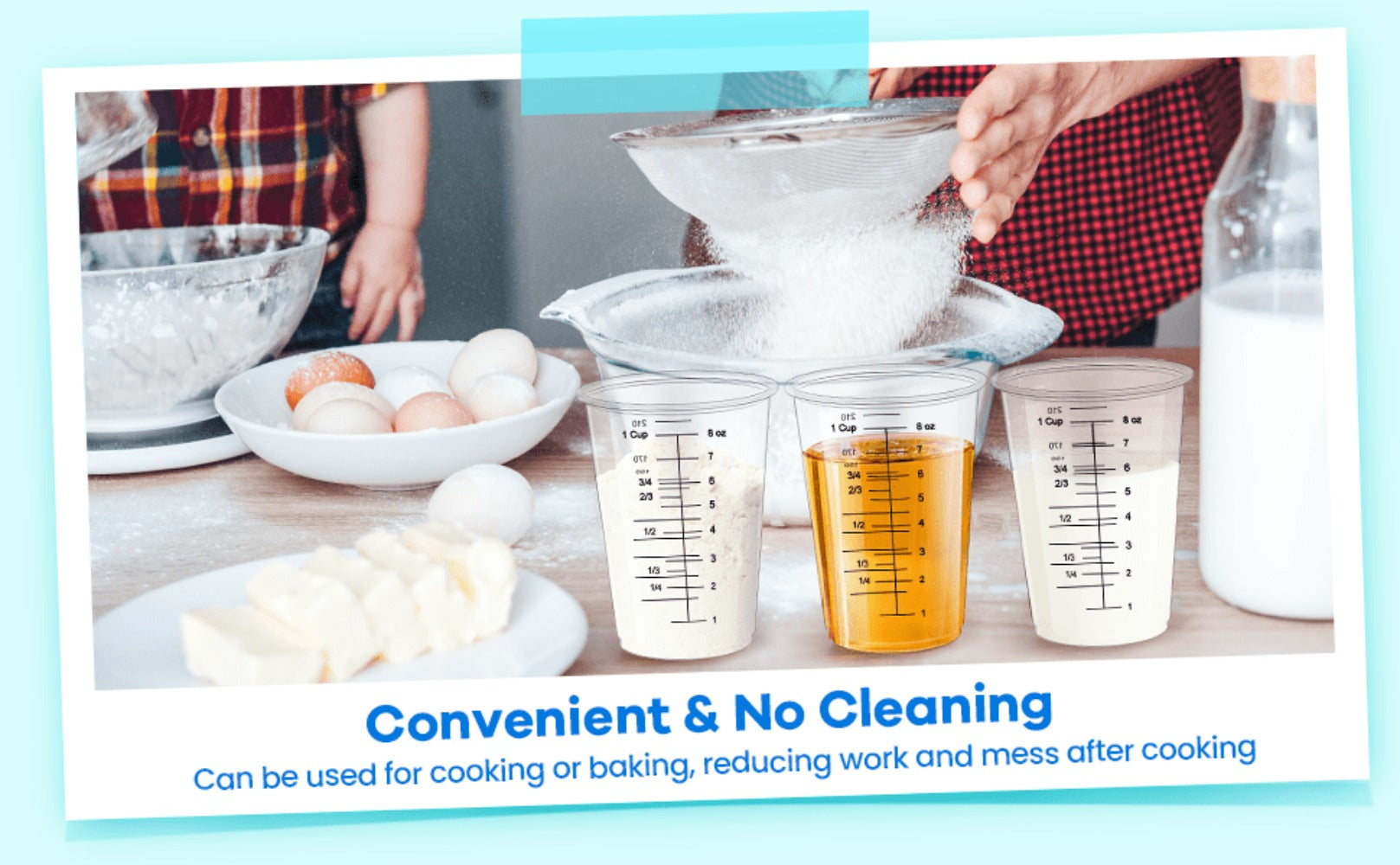 Plastic Measuring Cups with Wooden Sticks 100 Sets Clear Graduated Mixing Cups oz/ml/cc for Resin, Cooking, Baking & Epoxy ¨C Disposable Paint Mixing Cups